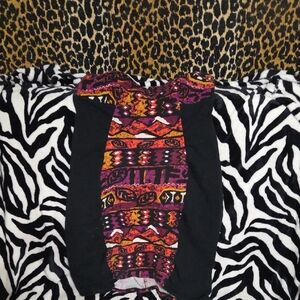 Tribal Print Dress with Black Panels